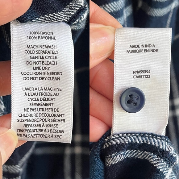 beach lunch lounge plaid long sleeve button front shirt, size M, 100% rayon - Picture 8 of 8